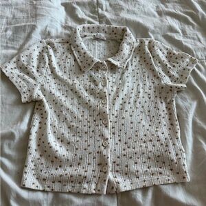 Cotton On Patterned Button Up Collared Crop Top